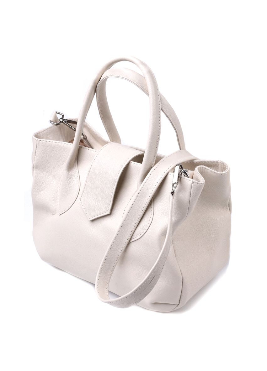 Деловая женская сумка с двумя ручками из натуральной кожи 22830 Бежевая. Shvigel (331907503)