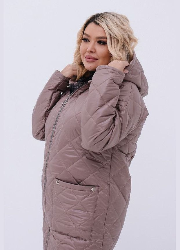 Бежевая женская теплая стеганная куртка цвет мокко р.64/66 449447 New Trend