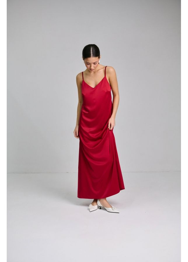 Темно-красное женское шелковое платье Bellise