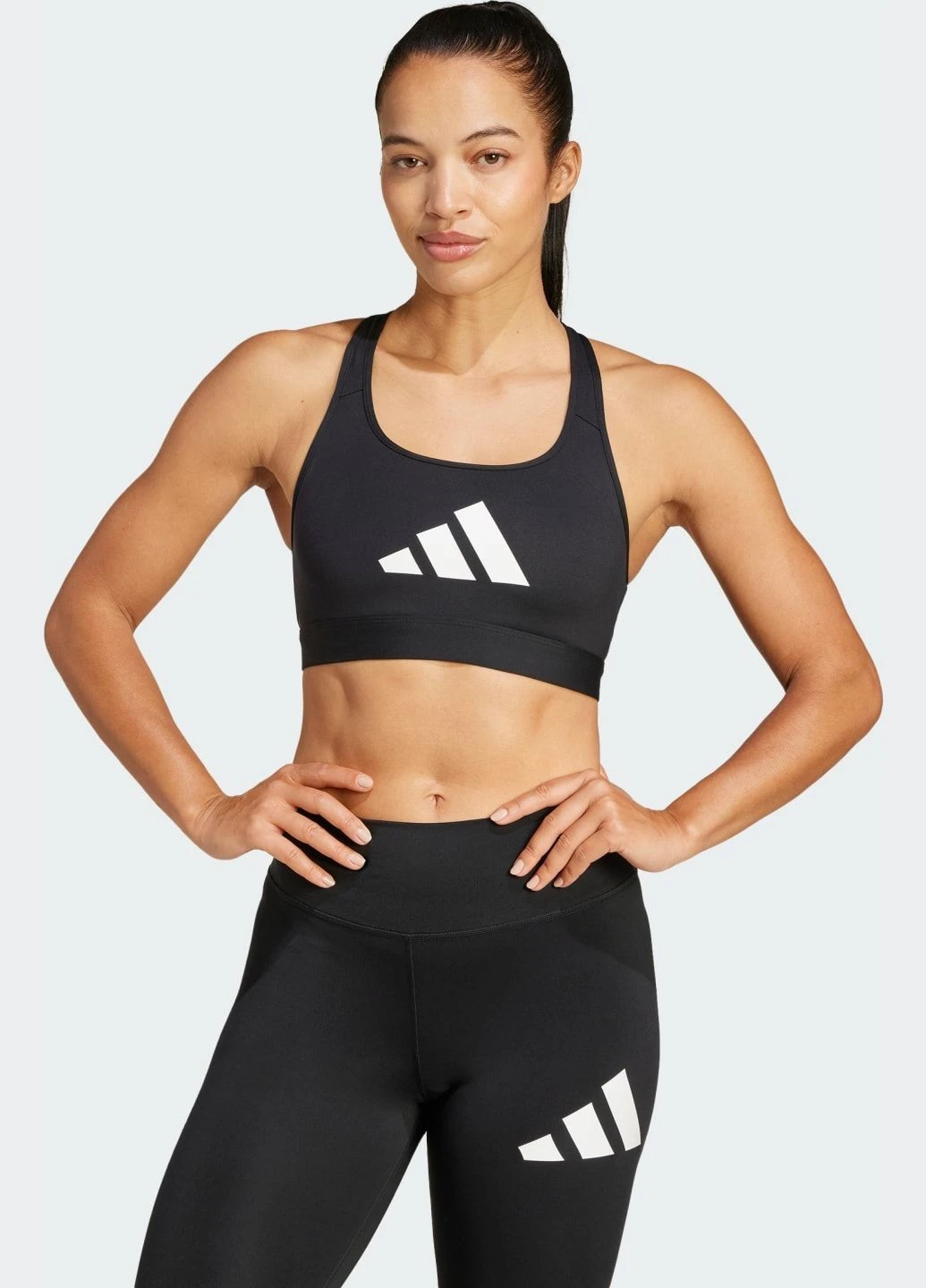 Чёрный бра powerreact graphic adidas переработанный полиэстер