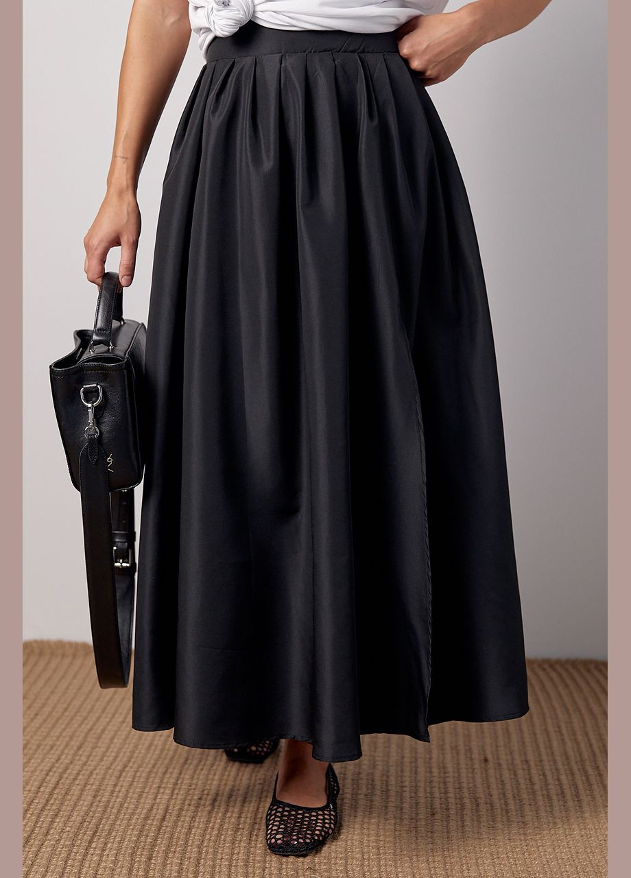 Черная коктейльный однотонная пышная юбка с разрезом и широким поясом черный цвет m (sku_24109) No Brand пышная