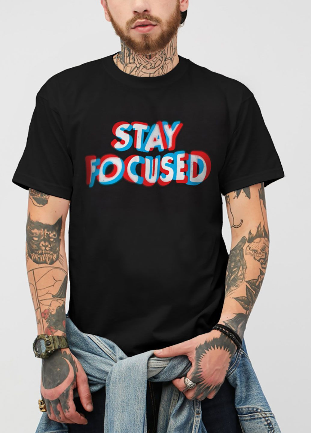 Чорна футболка чоловіча чорна stay focused Love&Live