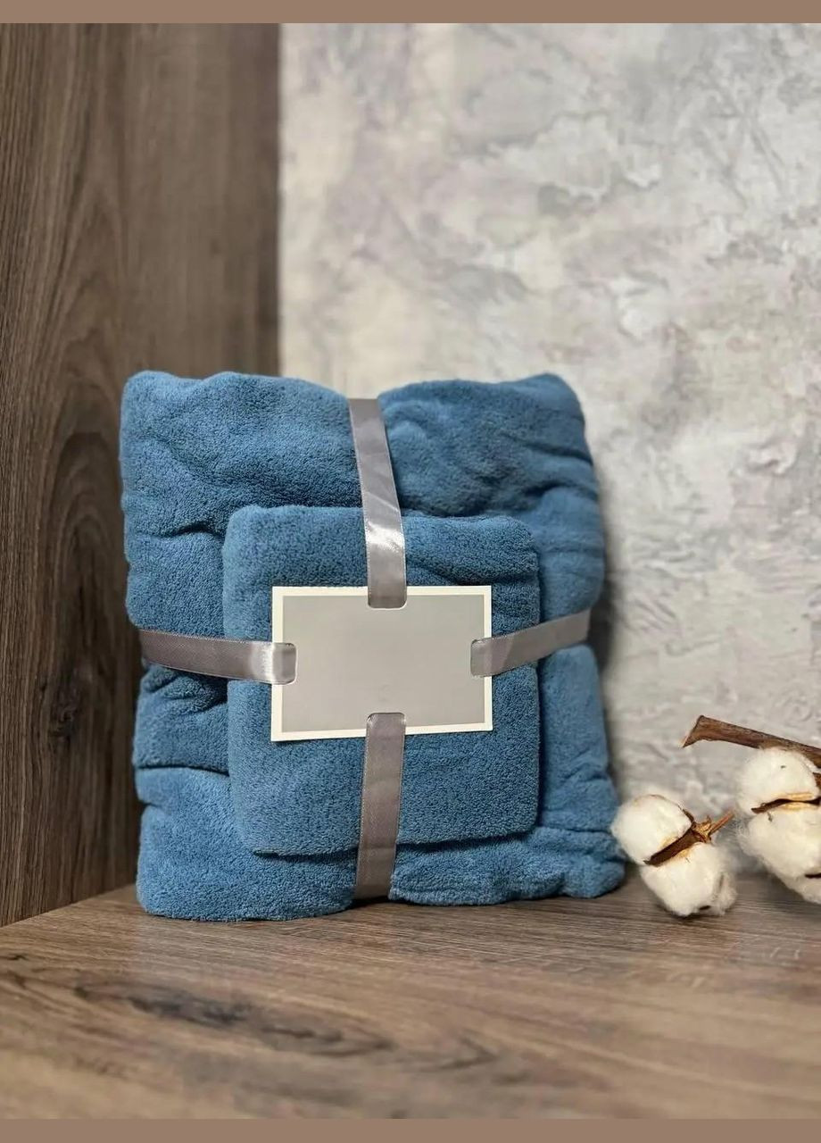 Набір із 2 рушників мікрофібру Синій (П4К-post-2-ka-005) No Brand синій