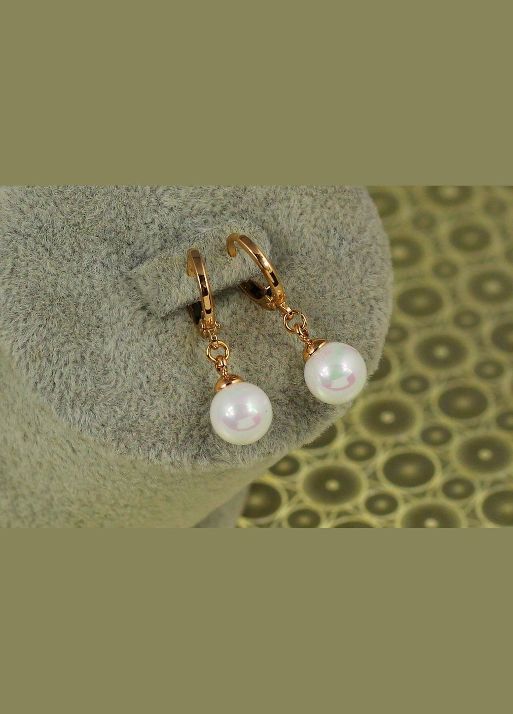 Сережки підвіски кульки з перлами 8 мм 2,7 см золотисті Xuping Jewelry (317269707)