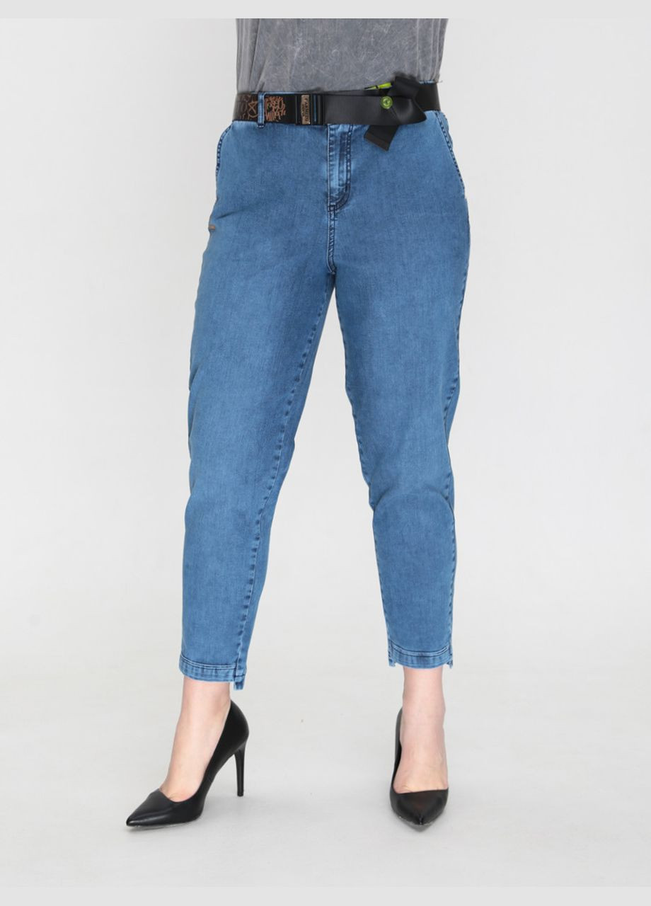 Джинси жіночі світло-сині МОМ тонкі зі стрейчем великі розміри MOM CARMITO - (322999550)