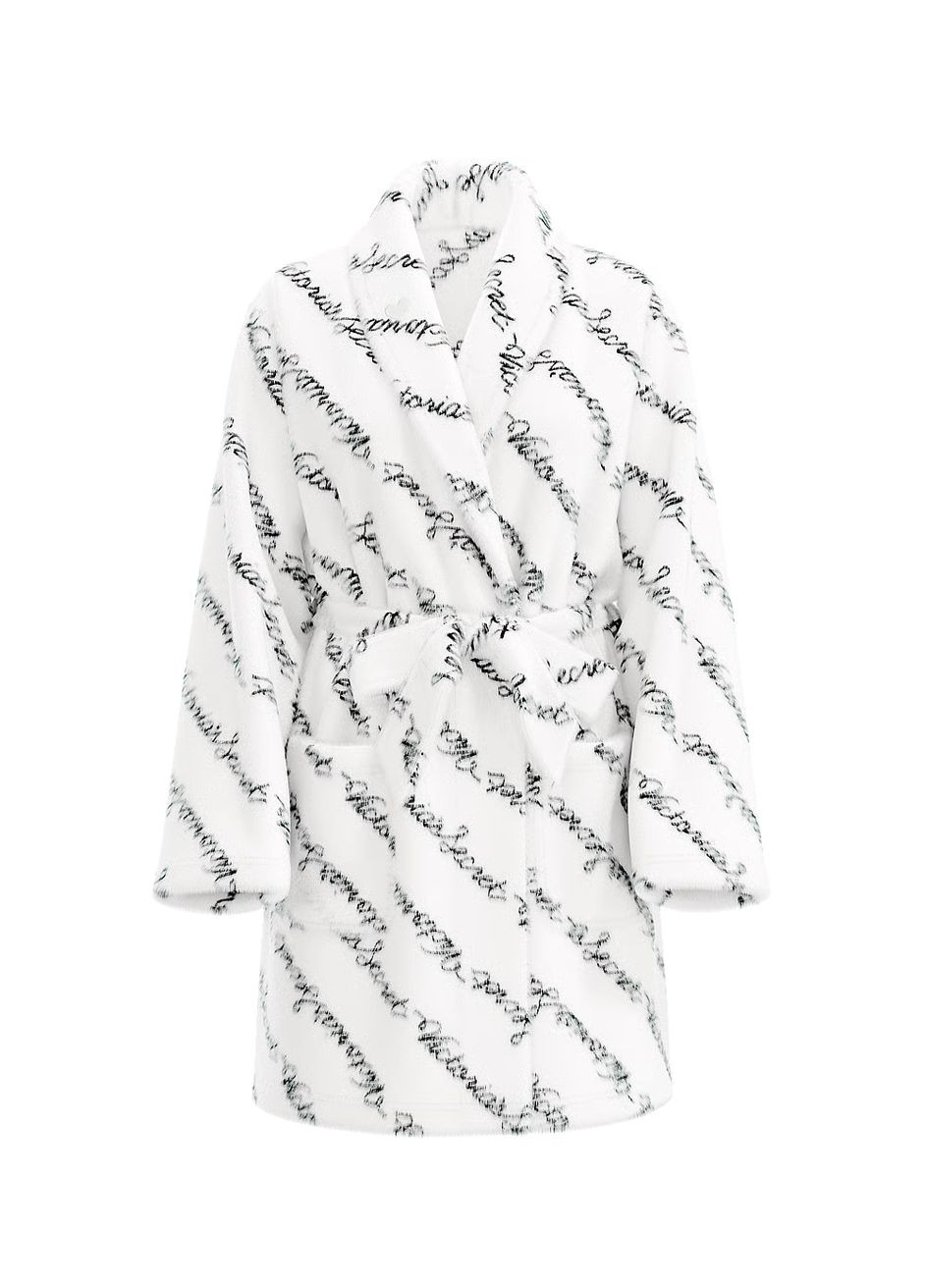 Халат женский Short Cozy Robe плюшевый Белый с надписями Victoria's Secret (338413245)