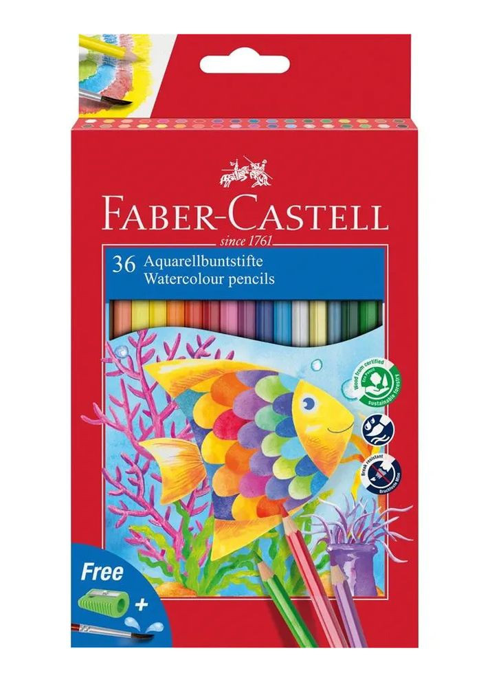 Набір олівців 36 кол. FABER CASTELL Aquarell акварельні Faber-Castell (284723121)
