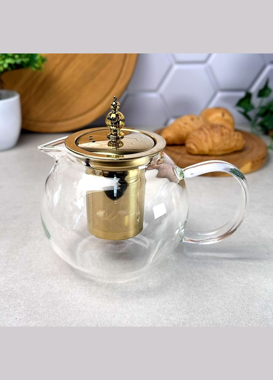 Стеклянный чайник-кофейник для плиты 950 мл Kandy Золото No Brand (315436529)