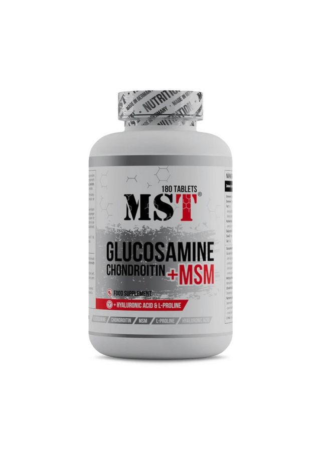 Хондропротектор Комплекс для суглобів Glucosamine Chondroitin MSM + Hyaluronic Acid + L-Proline 180 таб MST (370079564)