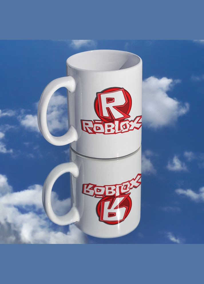 Білий кухоль (чашка) з оригінальним принтом онлан гри Roblox "Червоно-білий напис Roblox. Роблокс" Кавун Чашка (316112237)