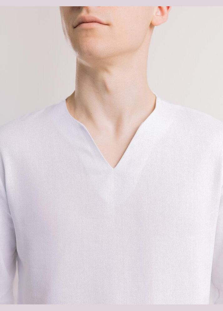 Чоловіча однотонна сорочка без гудзиків біла No Brand (341306102)