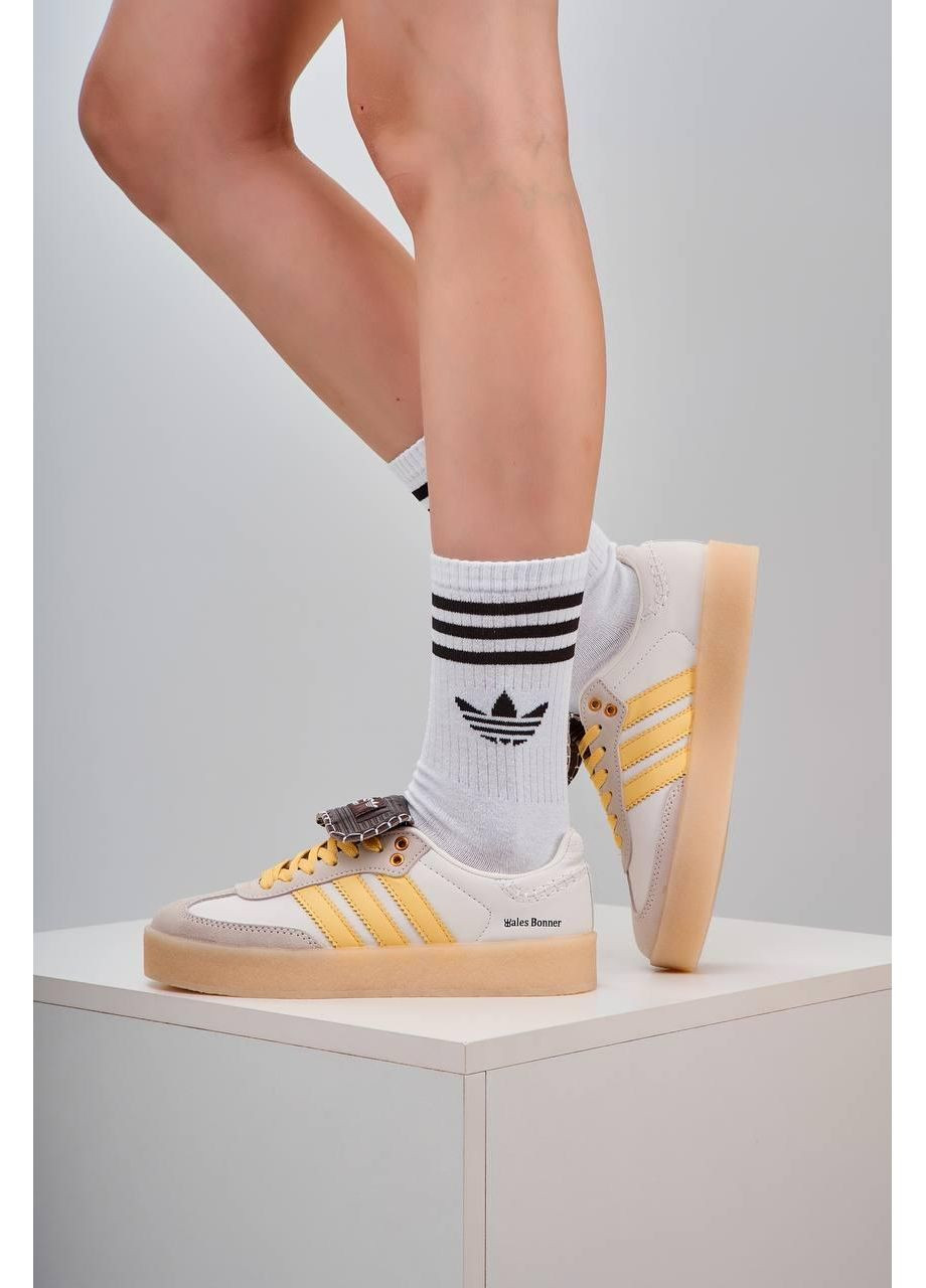 Бежевые демисезонные кроссовки мужские adidas samba platform wales bonner beige адидас самба No Brand
