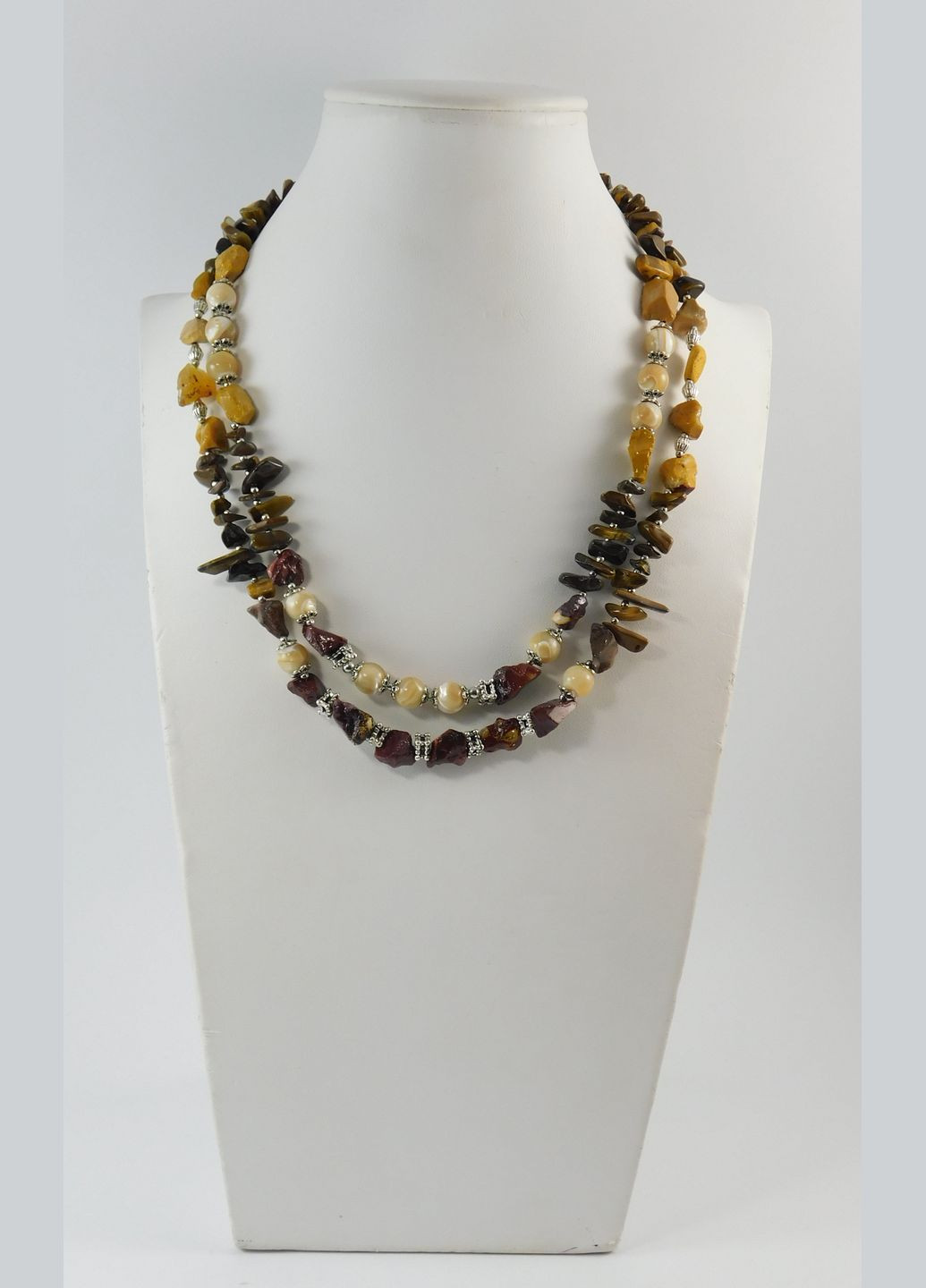Ожерелье "Каменная проза" Перламутр, Яшма, Тигровый глаз Fursa fashion (322313783)