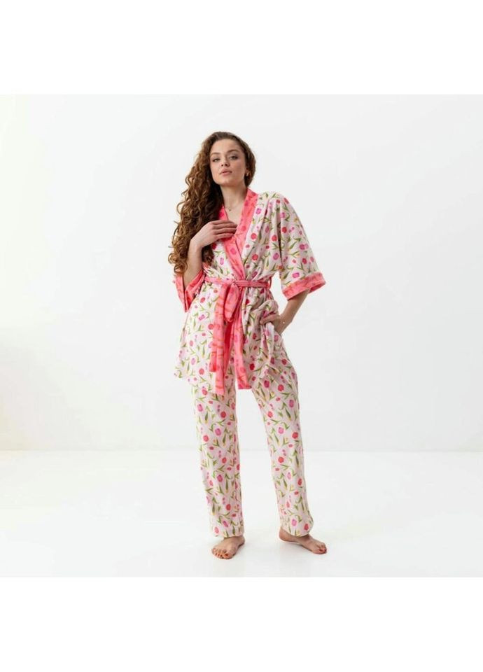 Комбінована всесезон комплект жіночий з плюшевого велюру штани та халат тюльпанчик 3412_m 15932 m FlexDress