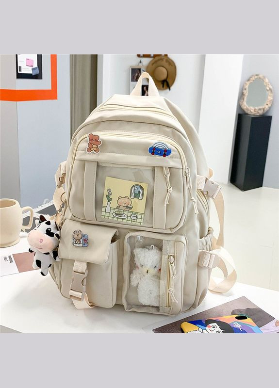 Рюкзак 10455 мужской женский детский школьный портфель белый молочный No Brand (326487668)