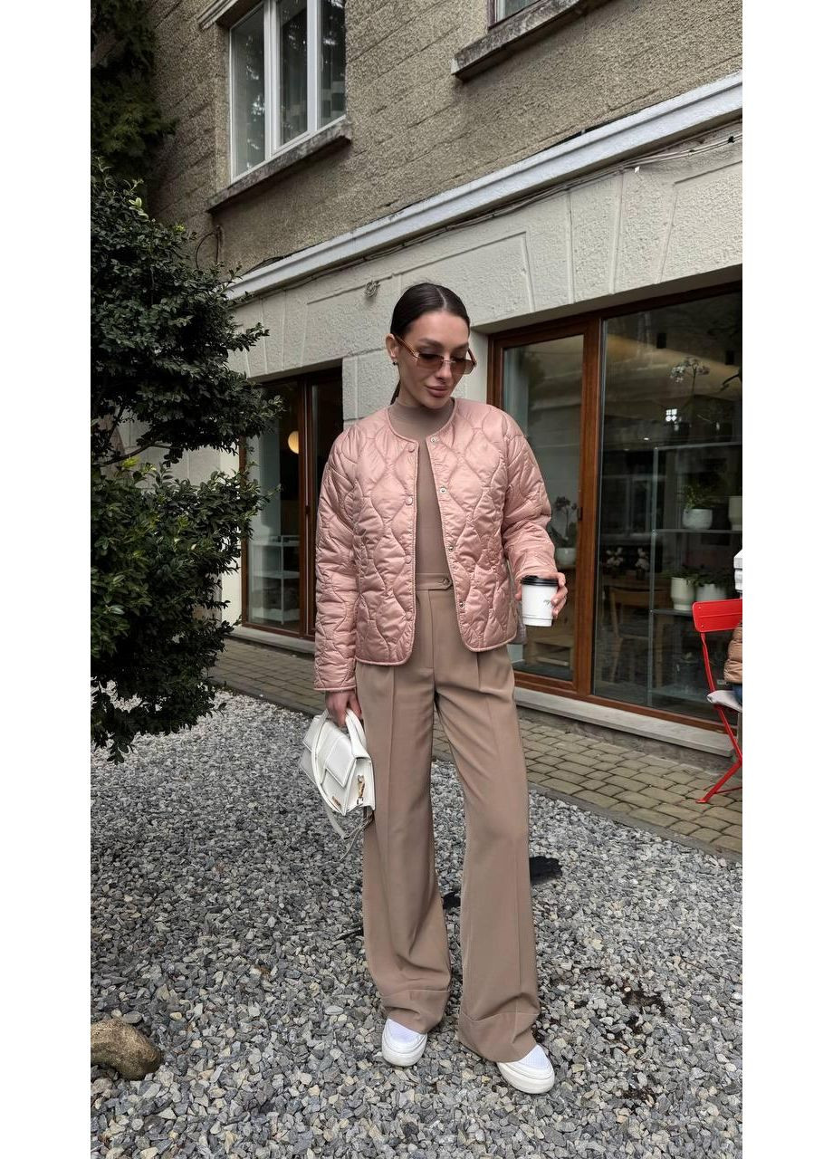 Куртка женская стеганная Zara style свободного кроя на кнопках плащевка демисезон No Brand Maka 508 (352168109)