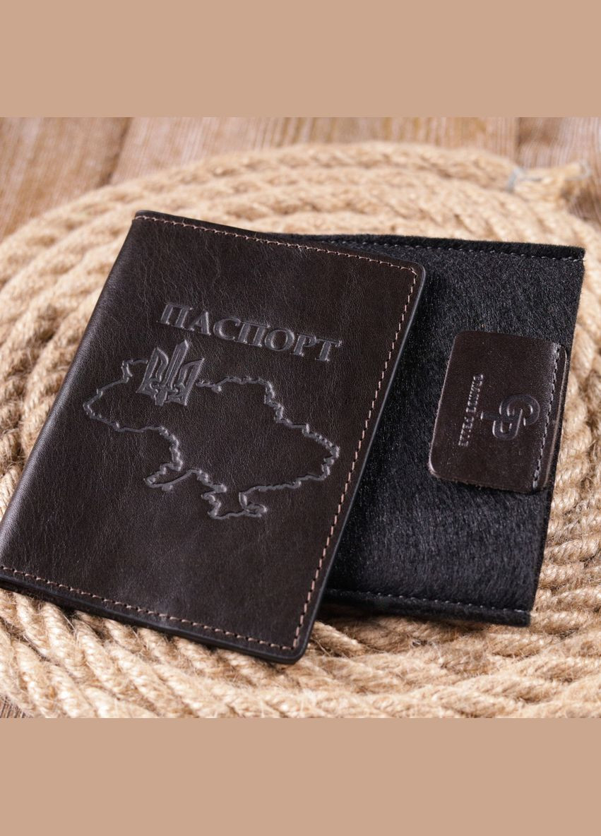 Шкіряна обкладинка на паспорт Мапа коричнева 16774 Grande Pelle (362418251)