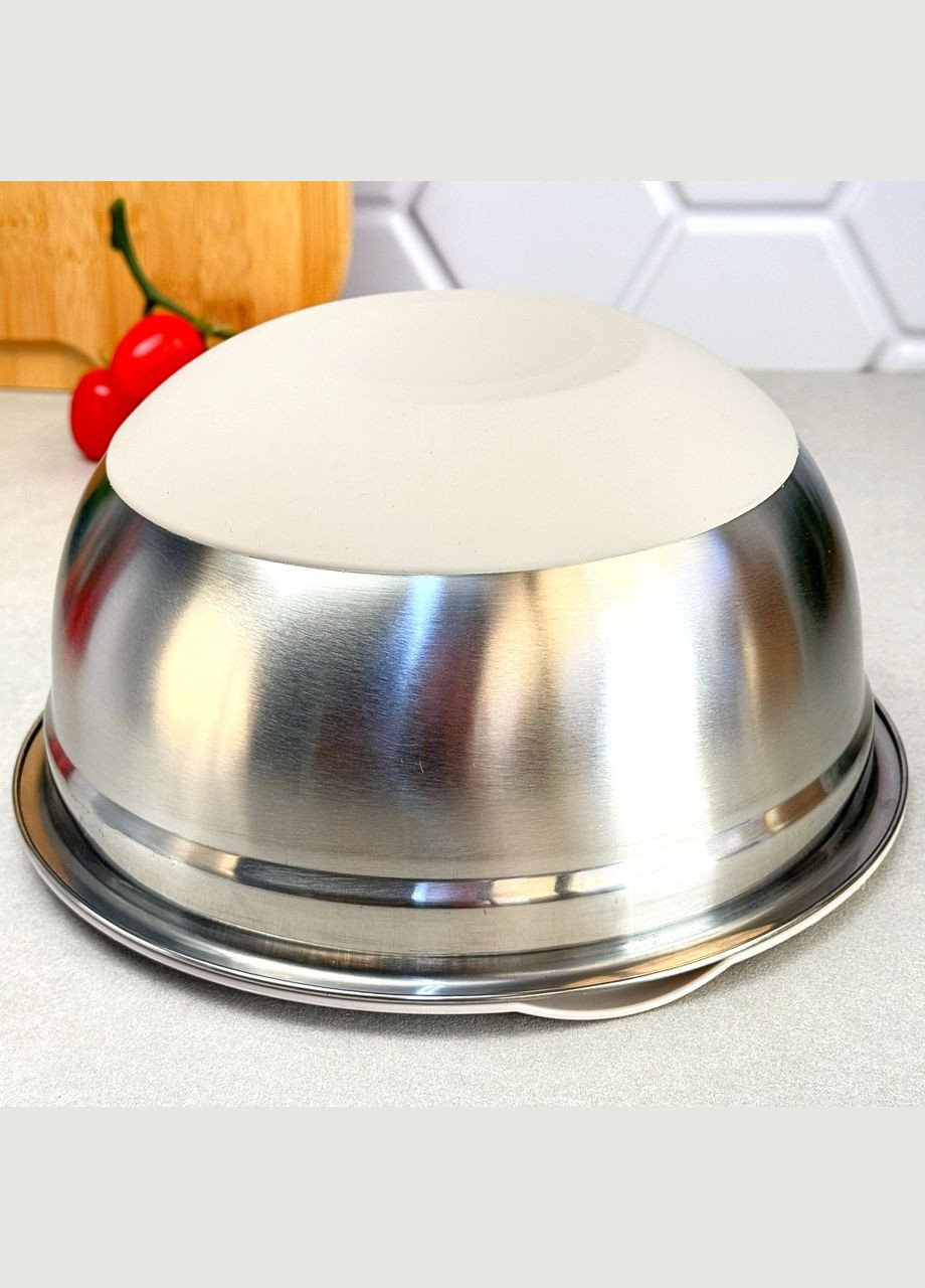 Миска з нержавіючої сталі з кришкою 30 см Silver+Cream GK-4504 No Brand (340469640)