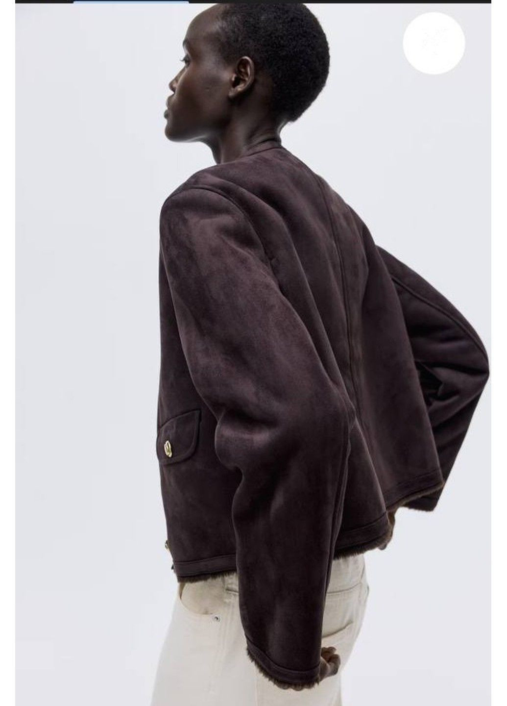 Темно-коричнева демісезонна жіноча утеплена куртка-жакет з еко-замші н&м (58538) xs темно-коричнева H&M