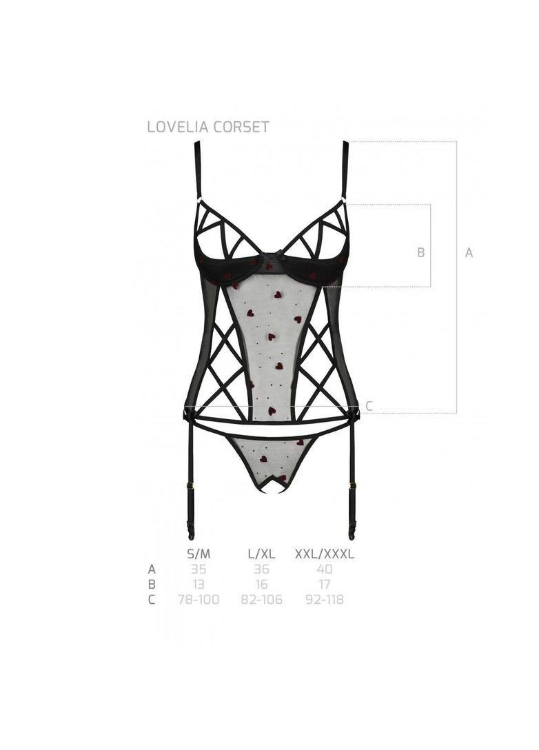 Корсет с подвязками, стринги LOVELIA CORSET S/M, black Passion (369952021)