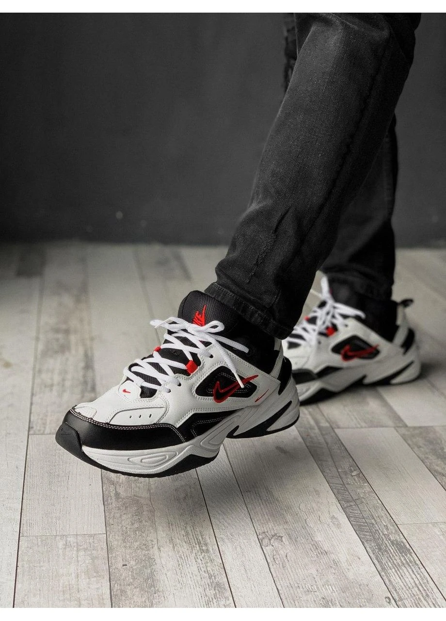Білі літні кросівки nike m2k tekno black white red logo найк м2к текно No Brand