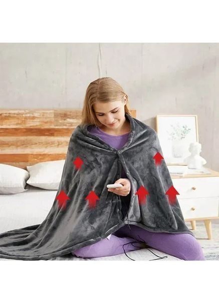 Плед - накидка электроодеяло от USB три режима согревающая накидка на змейке Серый Good Idea (367075855)