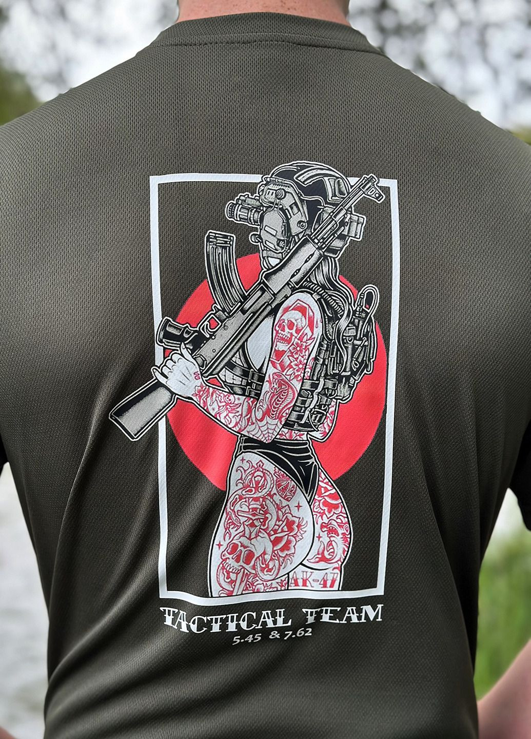 Хакі (оливкова) футболка "tactical team" з коротким рукавом No Brand