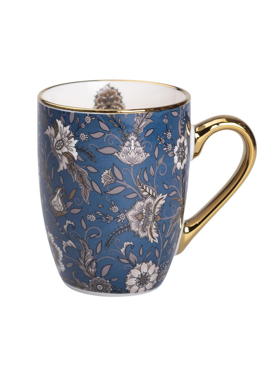 Керамічна кружка 400 (мл) із золотим обідком для чаю та кави Синяя Liling Rongxiang Ceramic (360456835)