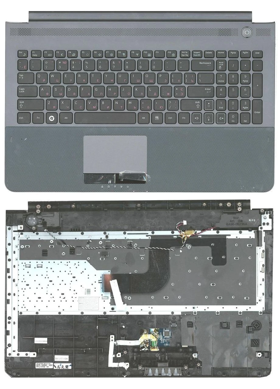 Клавіатура для ноутбука (RC520) Black, (Gray TopCase), RU Samsung (396695708)