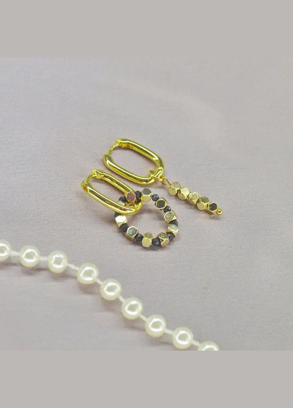 Серьги Гематит шестигранник + природный Шунгит, фурнитура гипоаллерген цвет золото d-3х2,5мм L-38мм No Brand сережки (300781137)