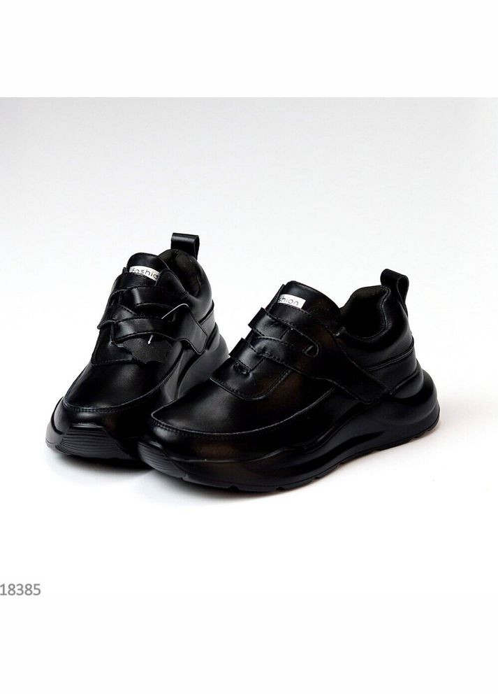 Черные кожаные женские кроссовки, кроссовки на липучках Yimeili Mystery чёрные демисезоны (300859336)