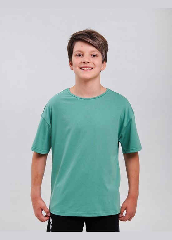 Зеленая футболка зелено-серый Smil