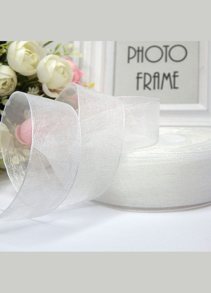 Лента из органзы, капроновая, 2,5 см, белая No Brand (340484643)