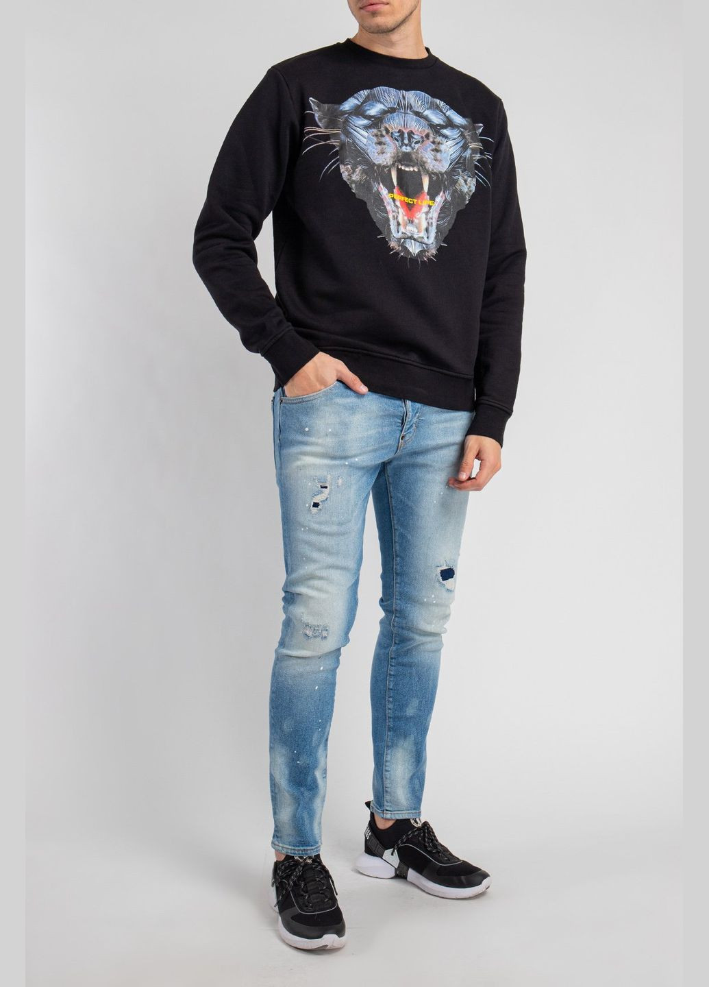 Черный черный хлопковый свитшот с принтом Marcelo Burlon (339100782)