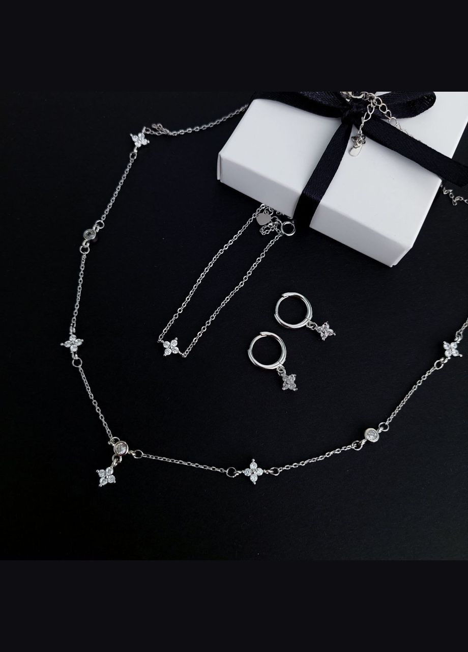 Комплект ювелирной бижутерии из 3-х украшений посеребренный DeKolie (296481815)