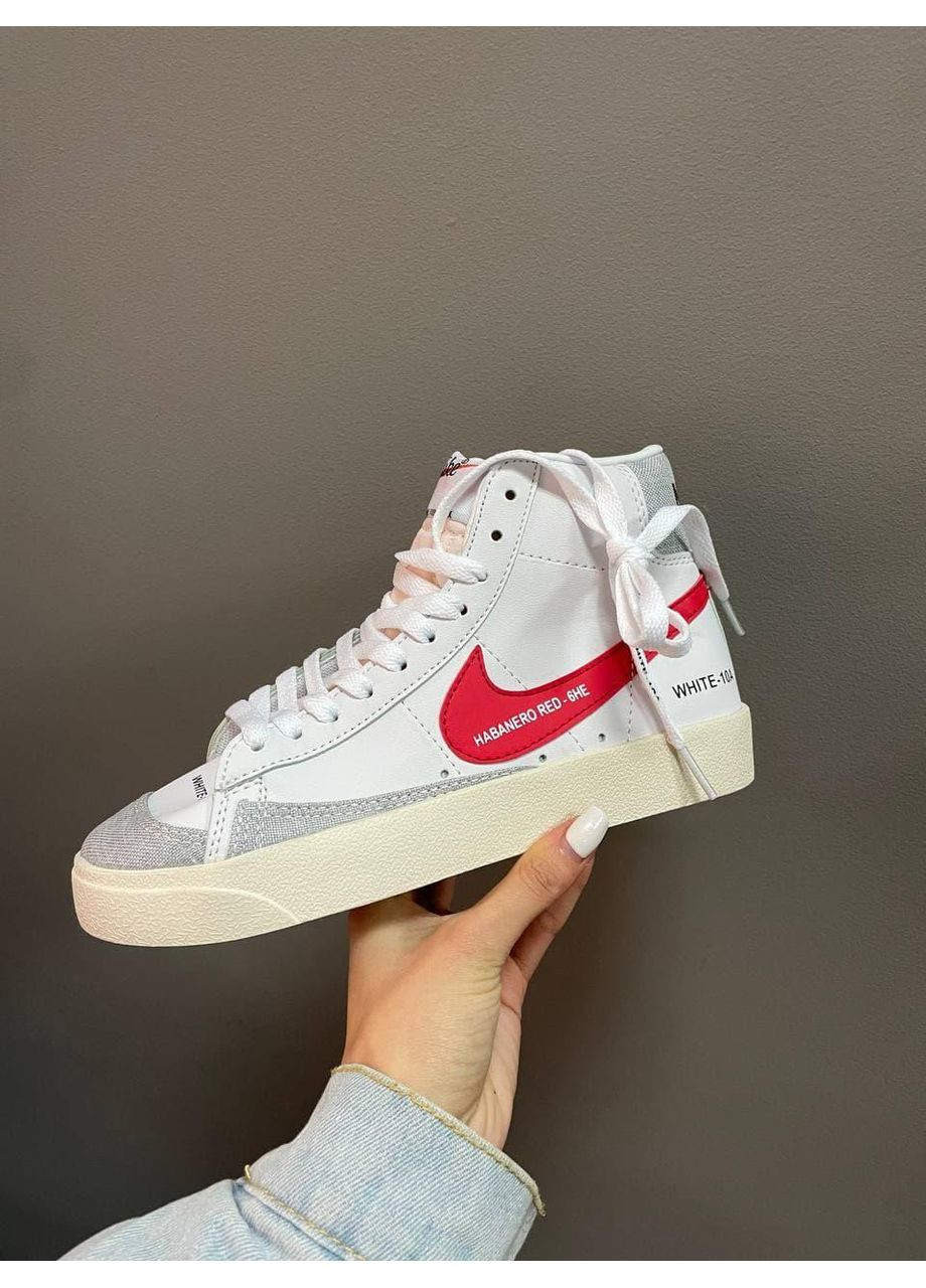 КРОСІВКИ ЖІНОЧІ NIKE BLAZER WHITE «RED LOGO» НАЙК БЛЕЙЗЕР No Brand білі демісезони (368867401)