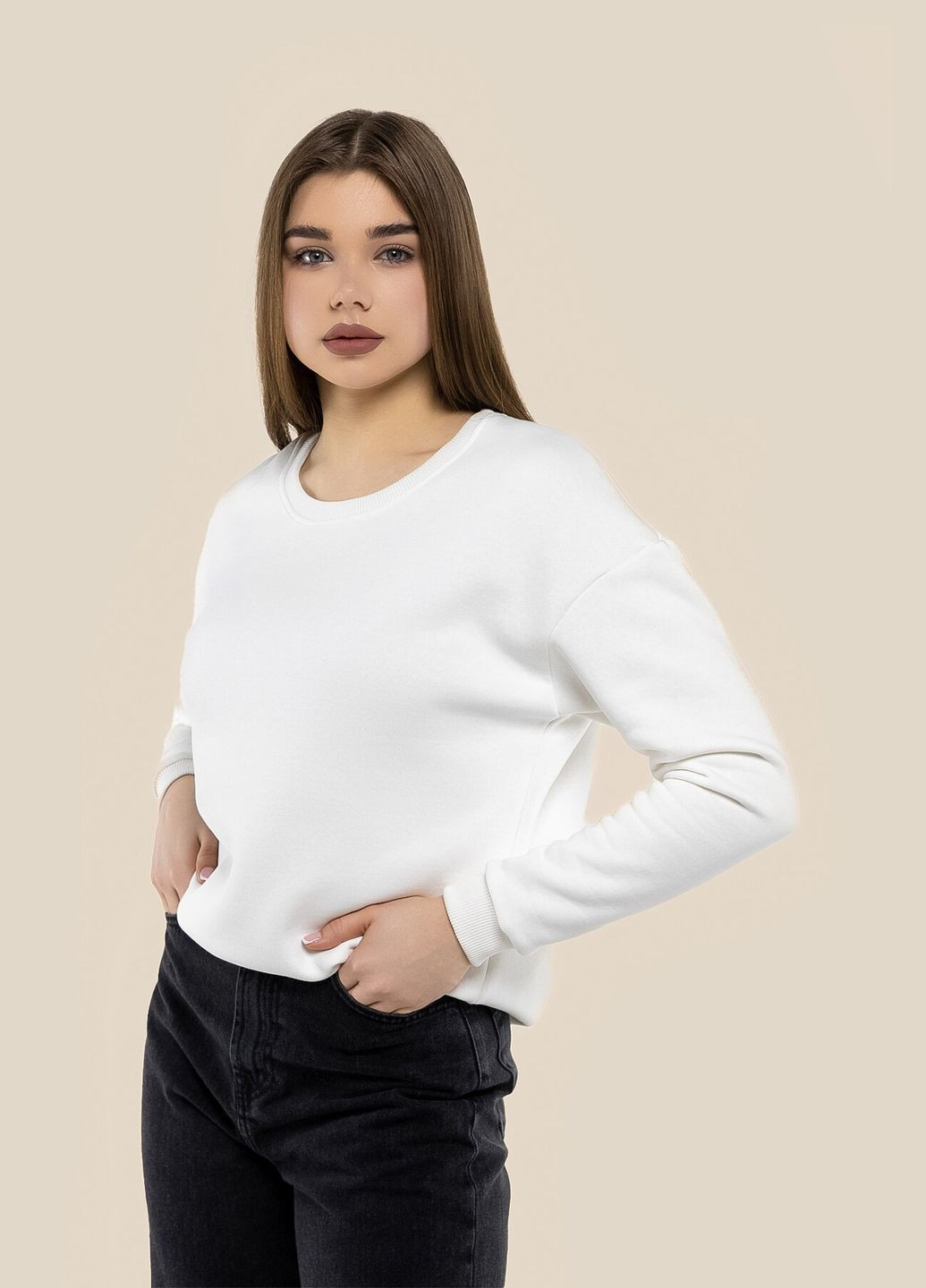 Молочний світшот однотонний жіночий wbc02318 shop (2000990259585) LAWA (315999445)