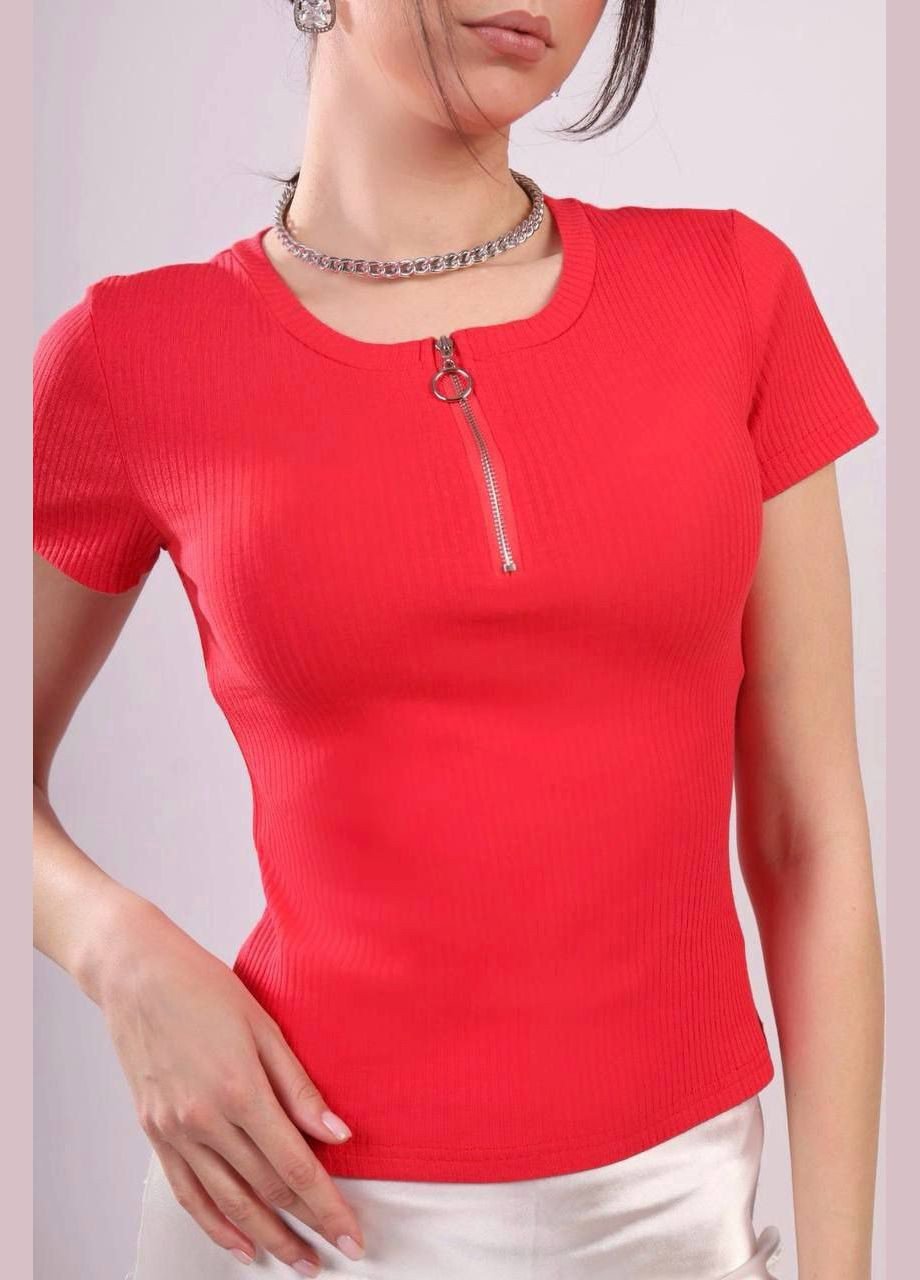Червона літня футболка жіноча з коротким рукавом No Brand