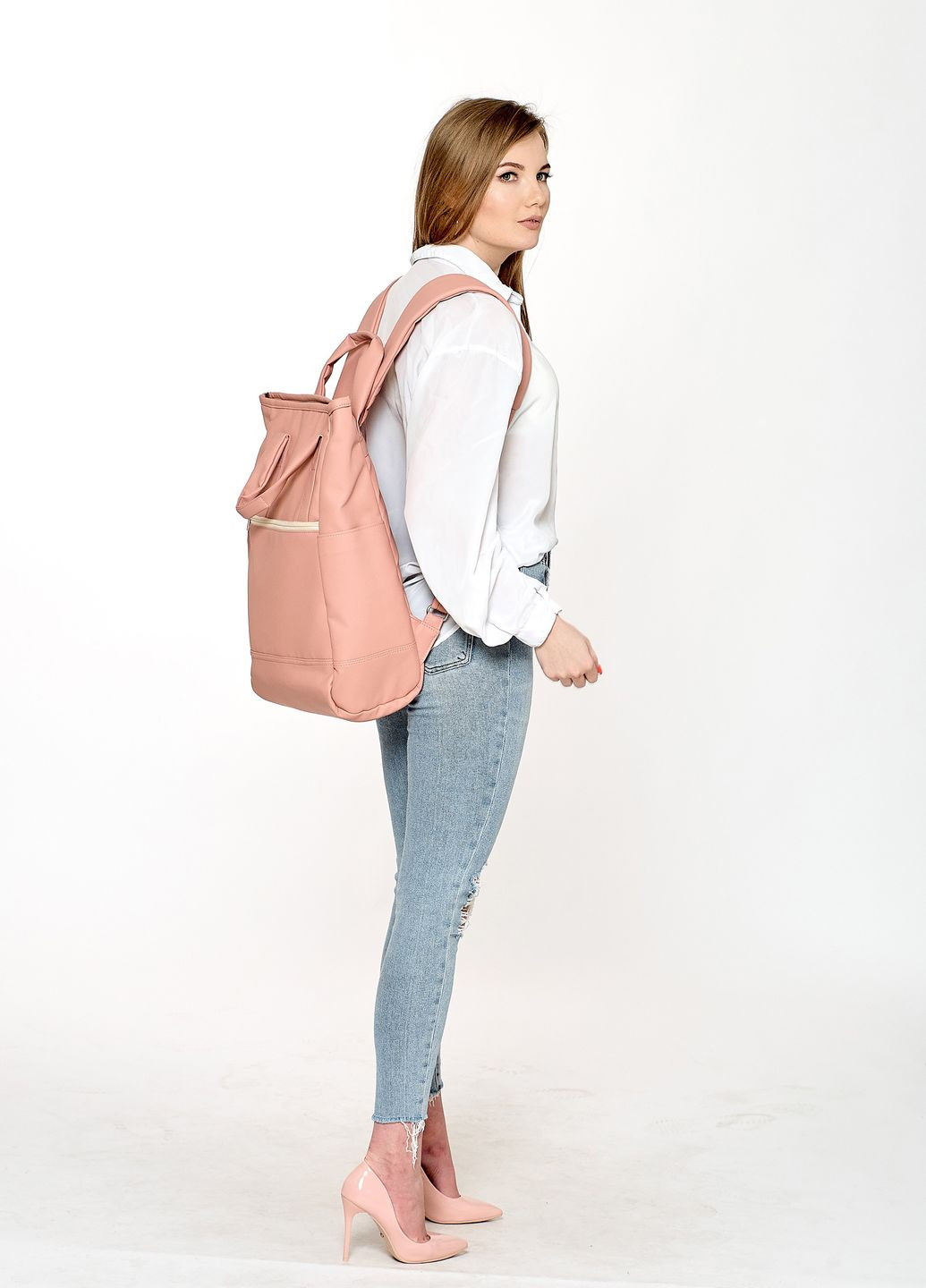 Жіноча сумка-рюкзак шопер пудра Sambag (326960361)