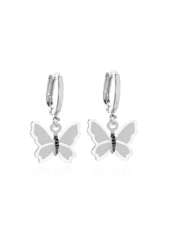 Сережки Одиночний Метелик сріблясті No Brand (302802852)