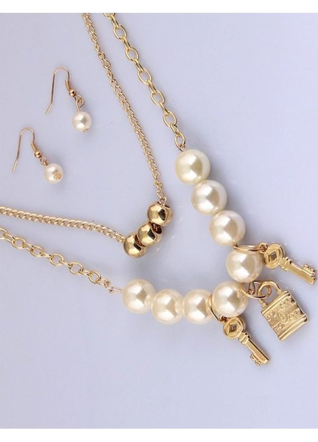 Набор бижутерии - бусы и серьги Ключи с замком, 8235 No Brand (360608189)