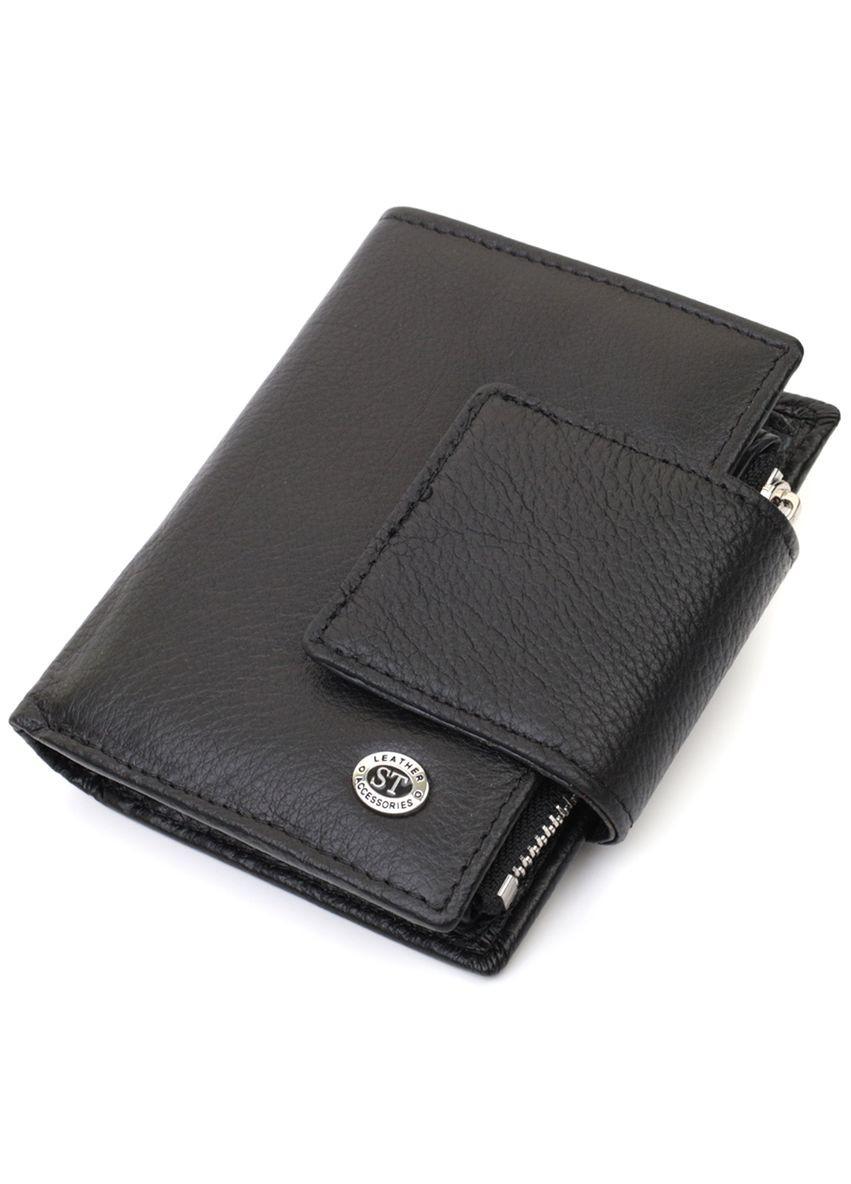 Женский кошелек из натуральной кожи с монетницей 22703 Черный st leather (306881348)