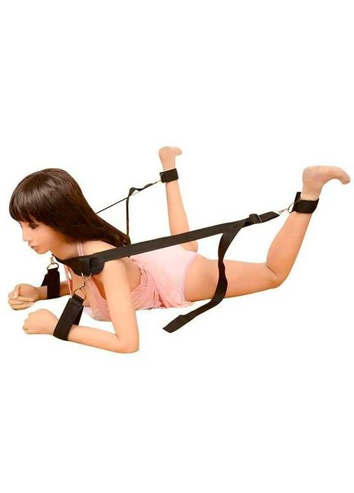 БДСМ бандаж для фіксації рук і ніг чорного кольору для Садо-мазо. Знімні манжети-наручники на липучці з металевими карабінами China (360603709)