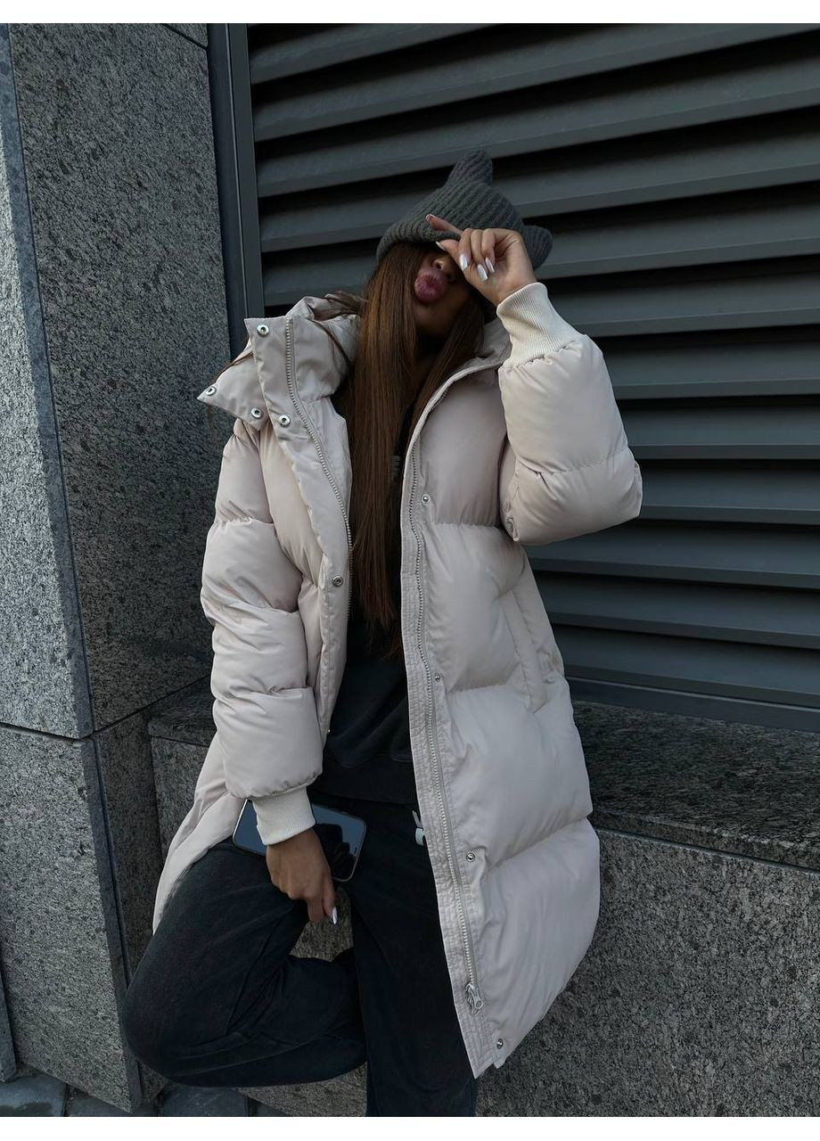 Бежевый демисезонный Пуховик Style Point
