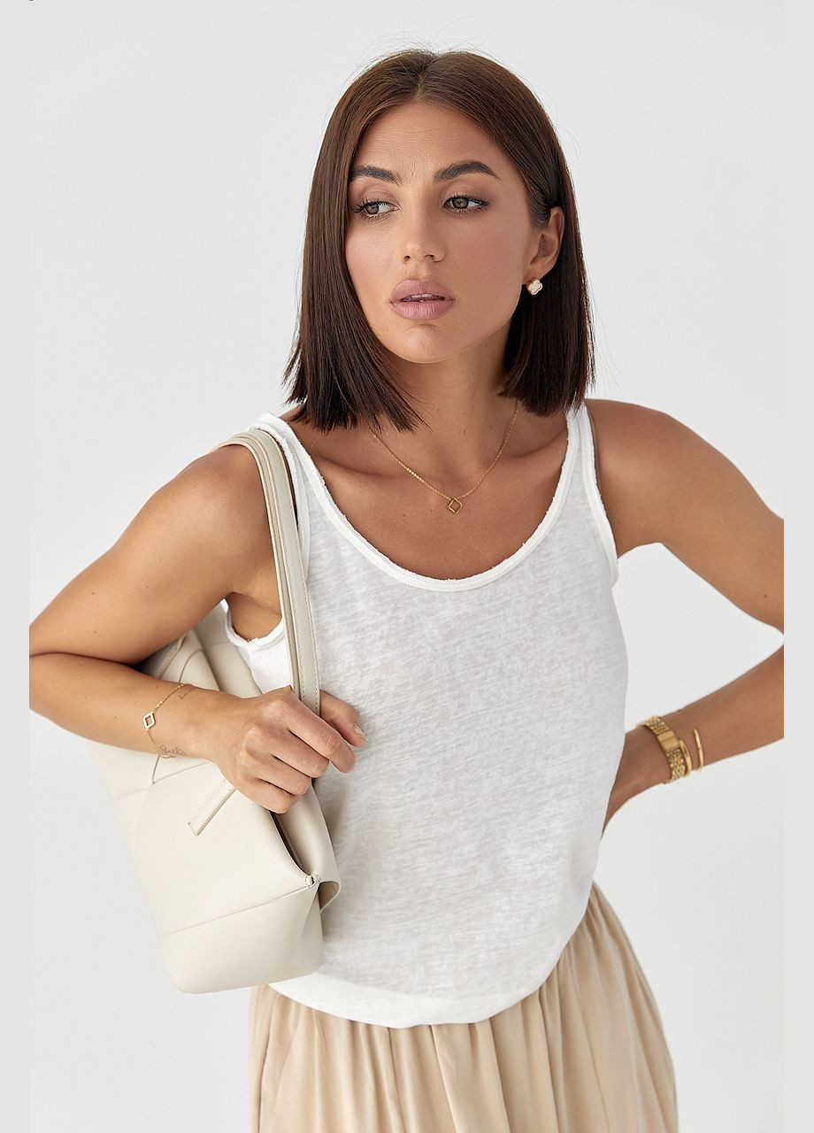 Майка жіноча з необробленою окантовкою - молочний колір Lurex — 340917653