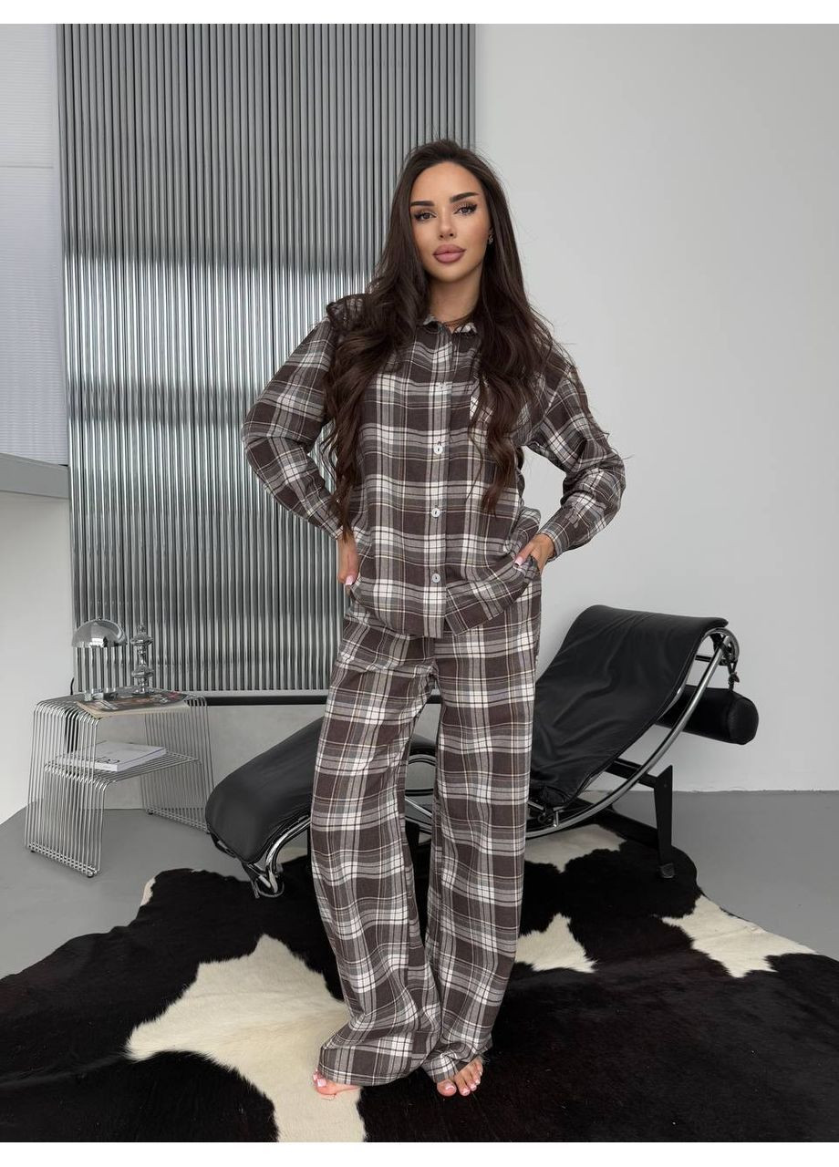 Темно-бежевая женская фланелевая пижама Osoblyva
