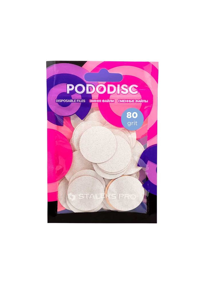 Змінні файли білі для педикюрного диска L 80 грит Pododisc, 50 шт Staleks PRO (352182184)
