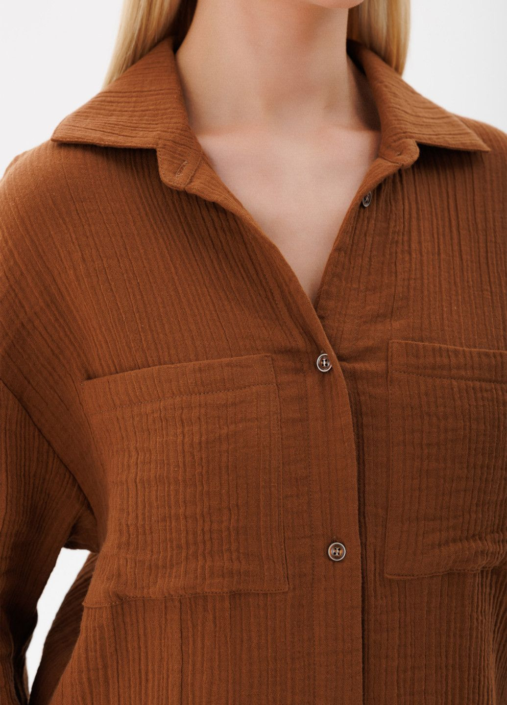 Коричнева блуза жіноча muslin dream Roksana