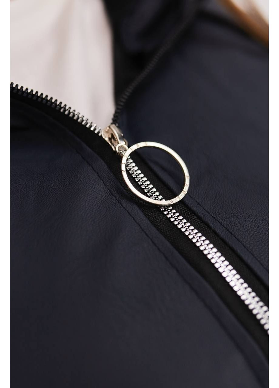 Темно-синяя демисезонная женская куртка из эко-кожи. Україна