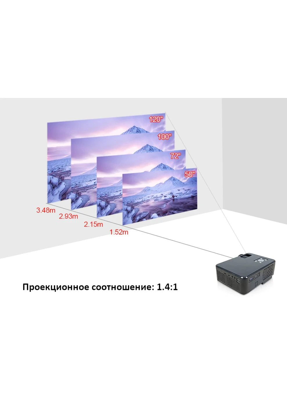 Проектор Everycom M8 з вбудованим динаміком 1920x1080 (M8 1080P_5199) XPRO (392930708)